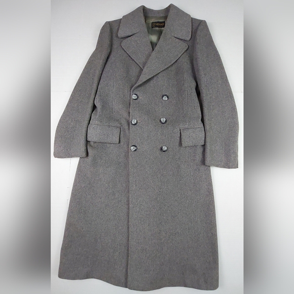 VTG 70s Pierre Cardin Double Breasted Overcoat Mens Gray Wool ACWA Union Made